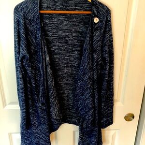 Wrap cardigan, blue with button